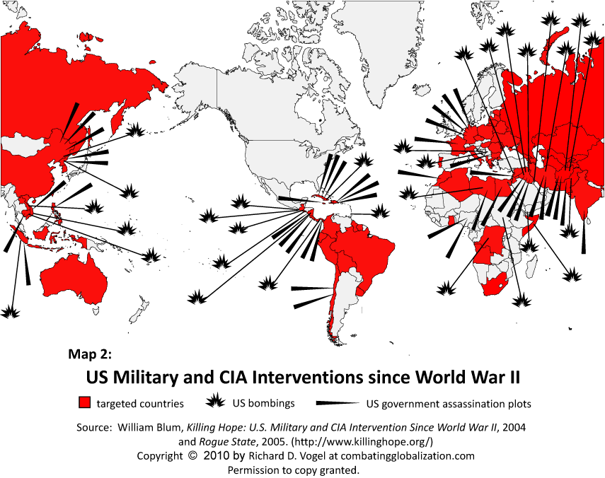 William Blum map of US interventions, 2005